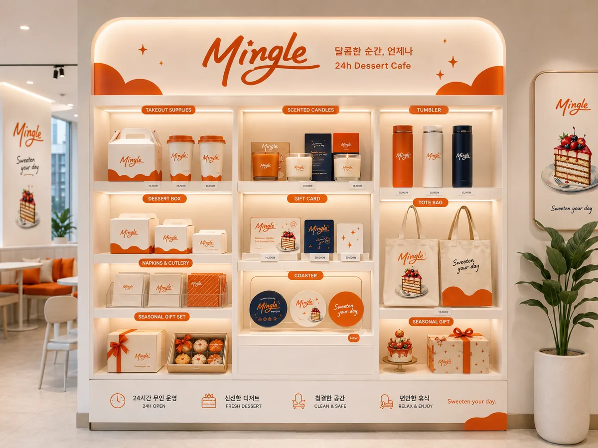 밍글 무인 디저트카페 상온 디저트 진열 선반